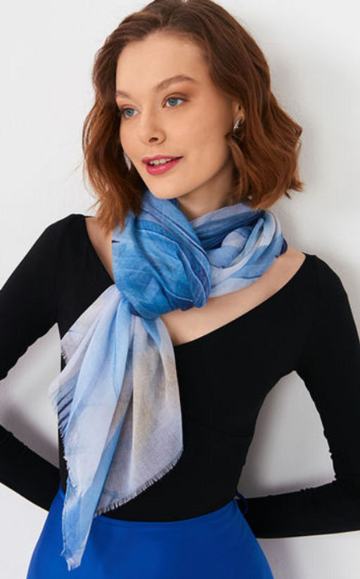 Большой, мягкий, тонкий и очень нежный двусторонний палантин с рисунком в стиле арт-деко - Tantino фото 10