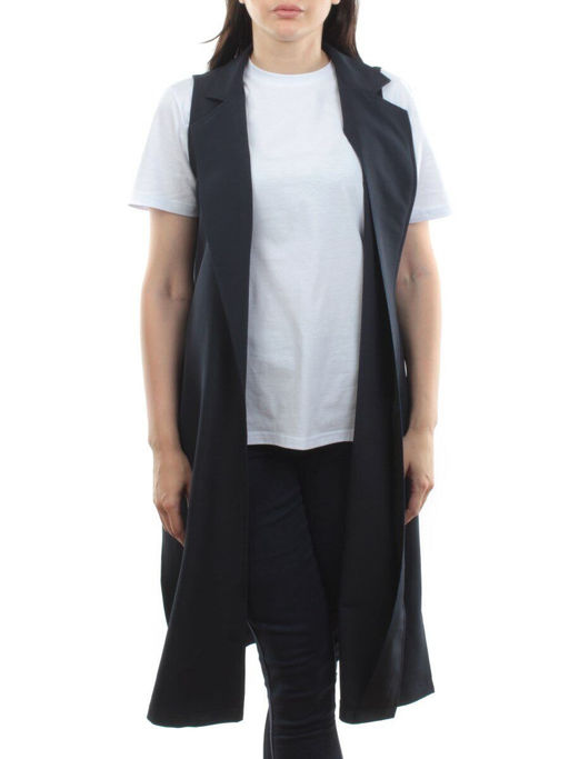S2623 DK. BLUE Жилет женский классический удлиненный (95% полиэстер,5% спандекс)