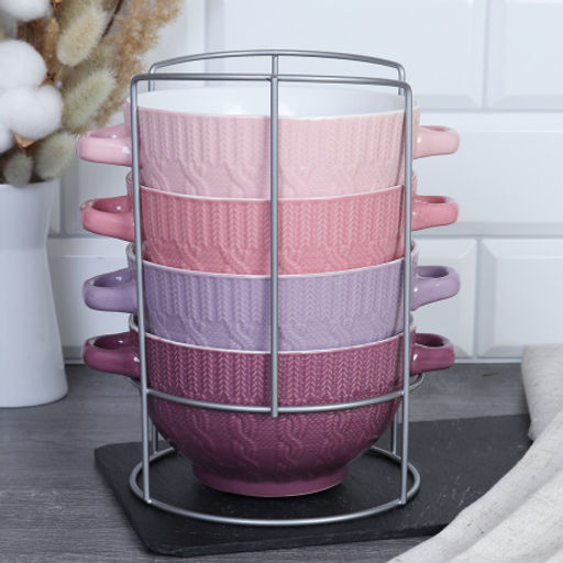 Супница с ручками 4 штуки на подставке / 20110-1 /уп 6/ Косичка - Галеонтрейд фото 6