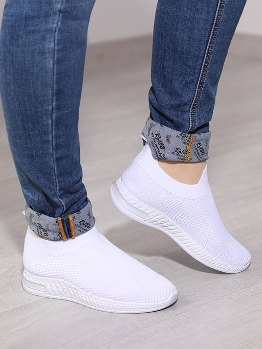Белые слипоны текстильные женские