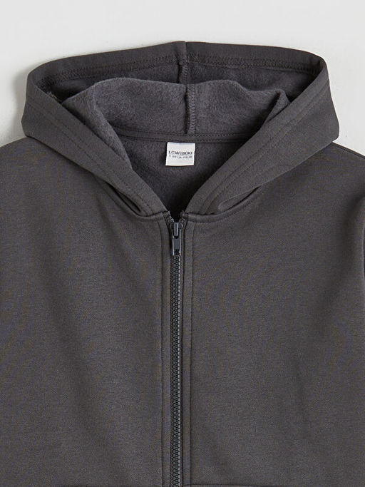 Kap??onlu Erkek ?ocuk Fermuarl? Sweatshirt