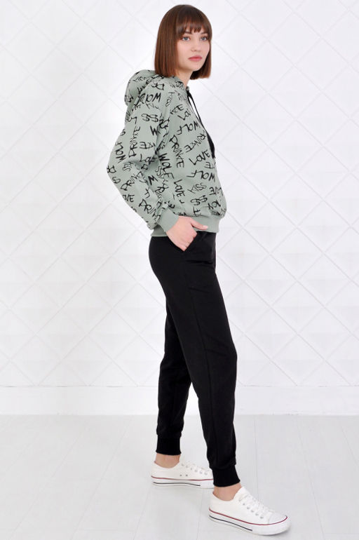 Арт. 2350 Костюм с брюками женский 44-52 (5 шт) Цвет:верх- полынь, низ-черный - Калинка фото 17