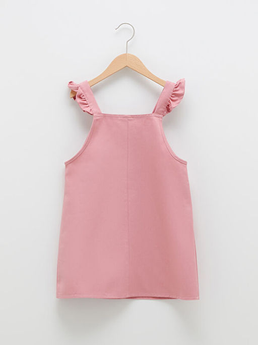 Kare Yaka Basic Ask?l? Gabardin K?z ?ocuk Salopet Elbise - Waikiki фото 2