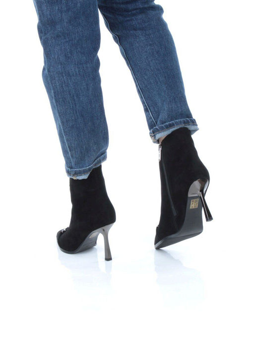 04-M3-9076 BLACK Ботильоны зимние женские (натуральная замша, натуральный мех)