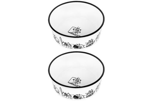 Набор 2 мисок для домашних питомцев 400 мл 13,5*13,5*5 см БЕЗ КОТА ЖИЗНЬ НЕ ТА Жизнь кошек - Elan gallery фото 7