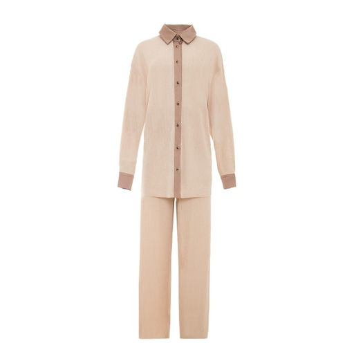 Костюм женский (рубашка, брюки) MINAKU: Casual Collection, цвет кофе, размер 50
