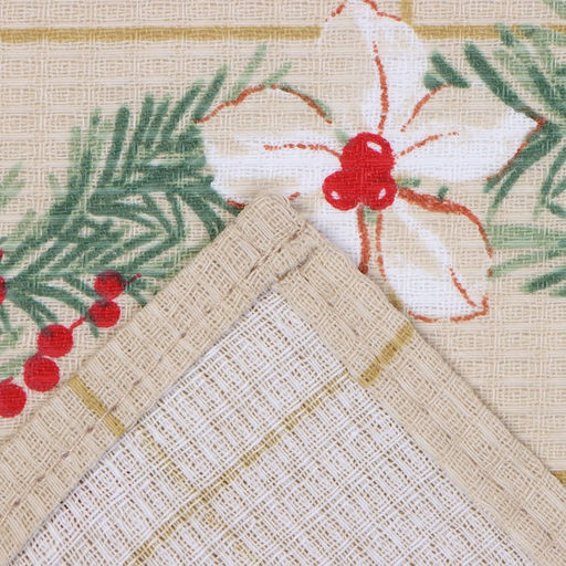 Набор полотенец Доляна Рождественские цветы 28х46 см - 2 шт, 100% хл, вафля 160 г/м2 фото 5