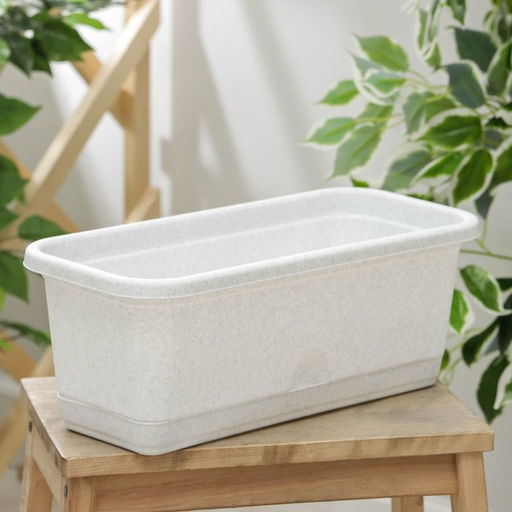 Балконный ящик для цветов, 6.4 л, 40×18.5×15 см, пластиковый, цвет мрамор