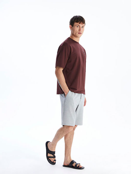 Bisiklet Yaka Bask?l? Penye Erkek Ti??rt