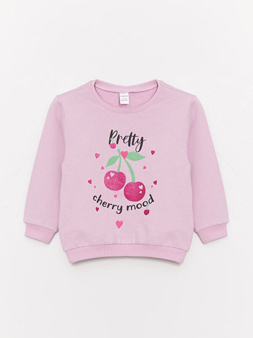 Bisiklet Yaka Uzun Kollu Bask?l? K?z Bebek Sweatshirt 2li