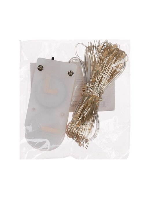 Гирлянда «Нить» 5 м роса, IP20, серебристая нить, 50 LED, батарейки CR2032×2 (в комплекте), свечение фиолетовое