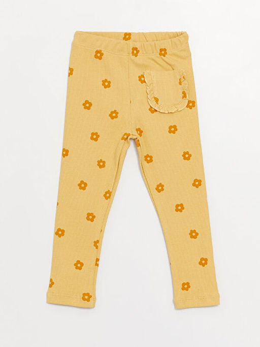 Beli Lastikli Desenli Pamuklu K?z Bebek Tayt