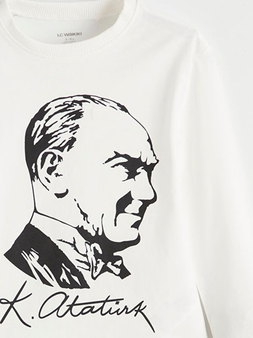 Bisiklet Yaka Atat?rk Bask?l? Erkek ?ocuk Ti??rt