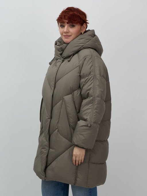 Пальто двубортная зимнее утепленное женское светло-коричневого цвета 7732SK - Visdeer фото 4