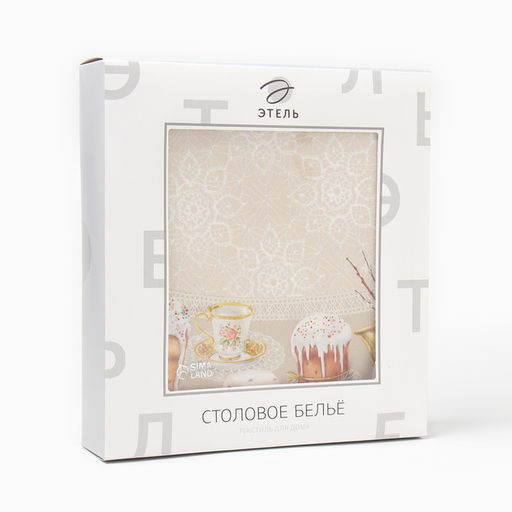 Скатерть «Этель. Пасхальные куличи», d=148 см, 100% хлопок, саржа 190 г/м²