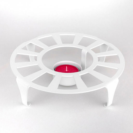 Подставка для подогрева пищи (мармит) металлическая д18,6см, h4,6см, полимерная покраска, белый (Россия) - Домашняя мода фото 3