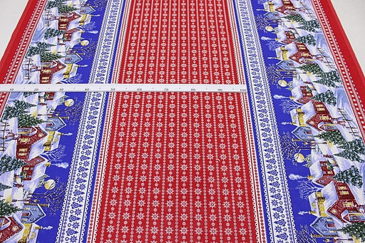Мерный лоскут (ткань в отрезах) - Рогожка Рождественская ночь цв.красный, ш.1.5м, хлопок-100% - Купава фото 3