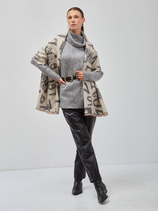 В составе шерсть и кашемир! теплый двусторонний палантин - Tantino фото 4