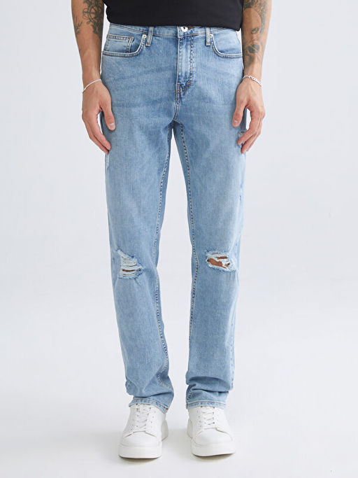 750 Slim Fit Y?rt?k Detayl? Erkek Jean Pantolon