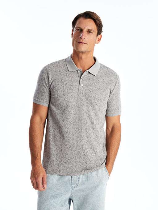 Polo Yaka K?sa Kollu Desenli Erkek Ti??rt