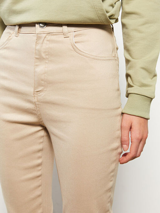 Y?ksek Bel Dar Fit D?z Gabardin Kad?n Pantolon