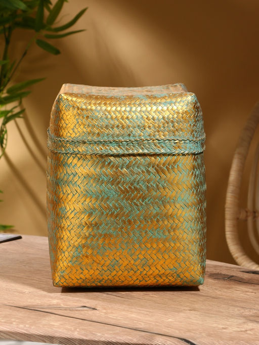 Корзинка плетёная «Голден», 25×25×30 см, голубая