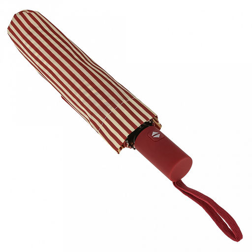 Зонт автомат Полоски ткань эпонж (полиэстер) с деколью, 8 лучей, д/купола 95см h56см, 3 сложения, 28см в сложенном виде, механизм против ветра, ручка с покрытием soft-touch, цвет красно-ванильный, 309гр (Китай) - Домашняя мода фото 8