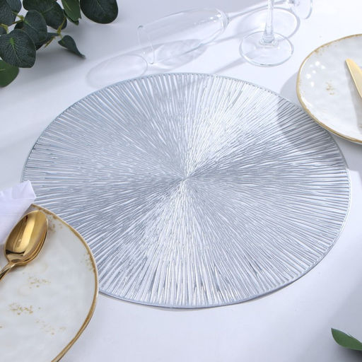 Салфетка сервировочная «Доляна», серебро, d=38 см