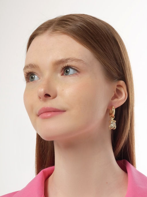 Серьги со съёмным элементом «Трансформер» мишка, цвет голубой в золоте