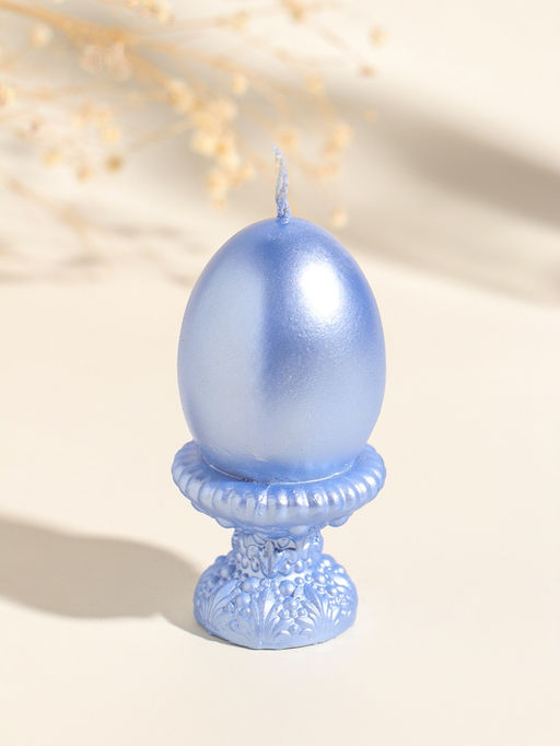 Свеча пасхальная Яйцо на подставке ХВ, 5?9 см, лак, небесно-голубой