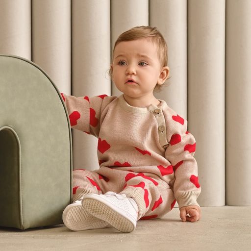 Комбинезон вязаный Крошка Я Сердечки, рост 68-74 см  фото 3