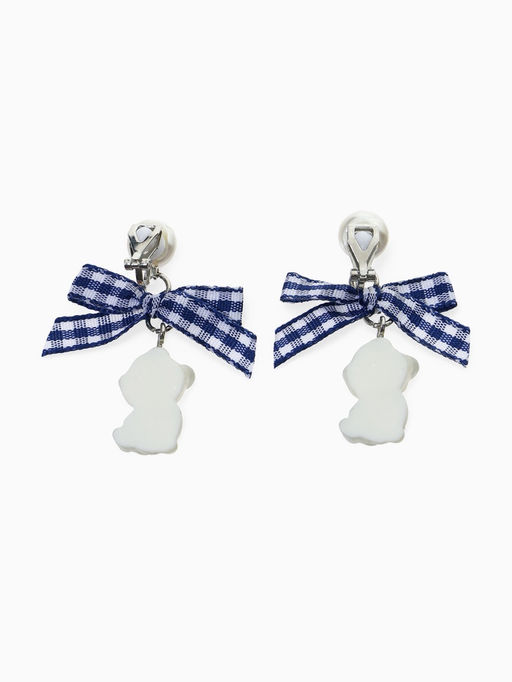 Цена за 2 шт. Серьги-клипсы детские «Выбражулька» панда с бантом клетка и жемчужиной, цветные