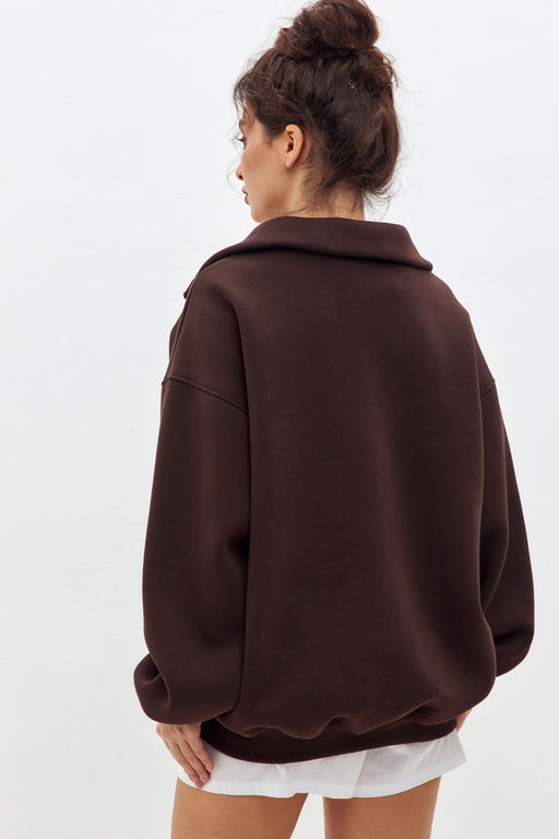 Толстовка женская из футера начес Комфорт шоколад макси