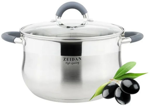 Кастрюля нерж 5,1 л ZEIDAN со стекл крышкой, мат тонир, арт. Z-50253