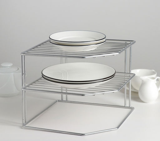 _Подставка для посуды угловая 2-х ярусная (25*25*20см), хром арт. АЛТ 202С