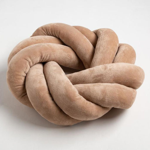 Подушка-узел Этель, d=33см, цвет тёмно-бежевый, велюр  фото 4