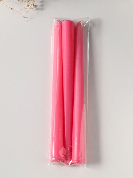Свеча античная 25 см (набор 3 шт) 58 гр, 7 ч, цв. розовый