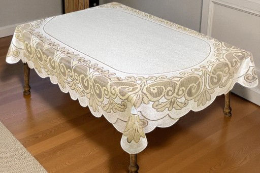 Скатерть арт. 243830/150/3, прямоугольная, размеры 150 см х 250 см, цвет кремово-золотистый