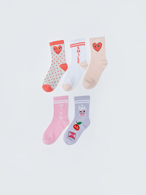 Desenli K?z ?ocuk Soket ?orap 5li