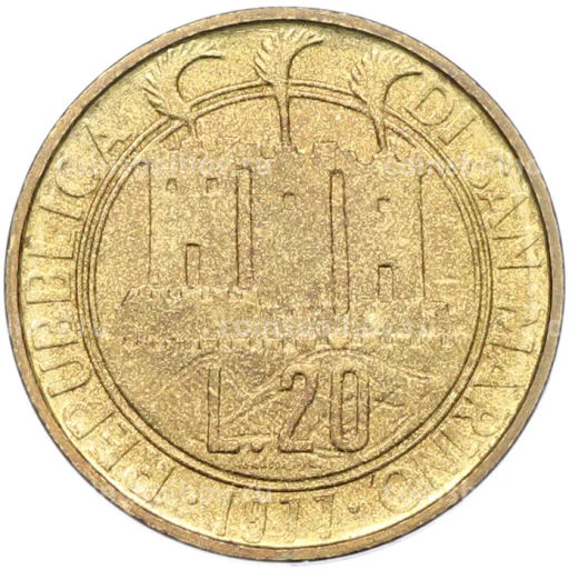 Монета 20 лир 1977 года Сан-Марино