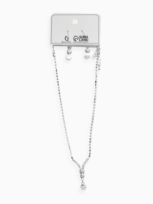 Набор 2 пред-а: серьги, колье "Вечерний шик" минимализм, цвет белый в серебре