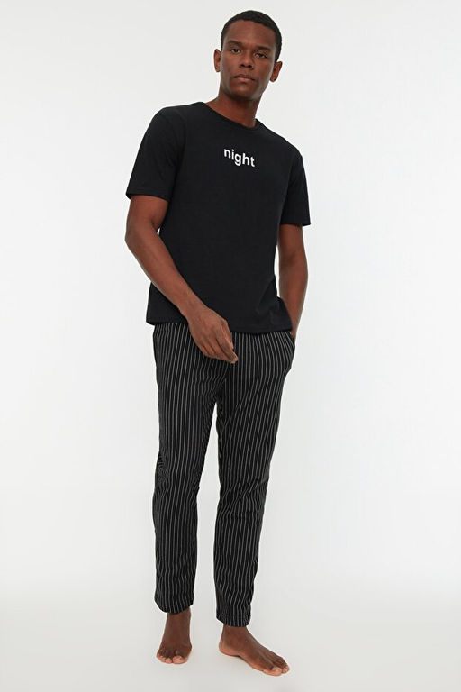 Siyah Bask_l_ Regular Fit _rme Pijama Tak_m_ THMAW21PT0393 - Trendyolmilla фото 2