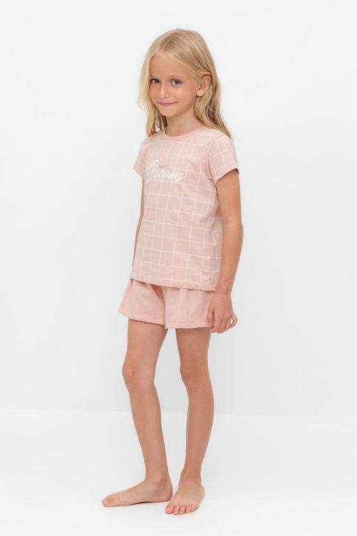 К 1642/дымчатая роза,двойная клетка пижама дет