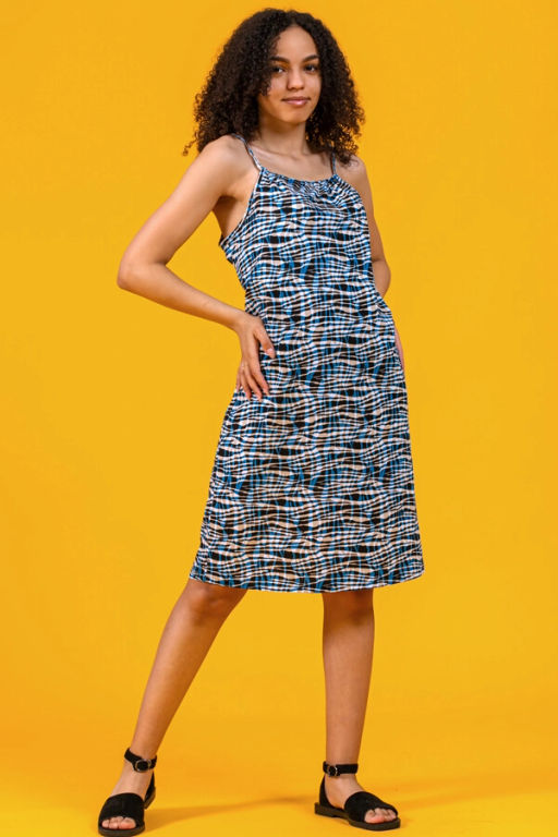 Сарафан женский, цвет синий белый бежевый