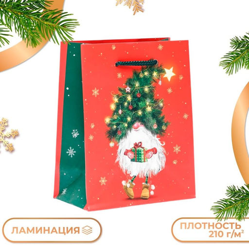Цена за 4 шт. Пакет подарочный «Новогодний домовёнок», 11.5×14.5×6.5 см.