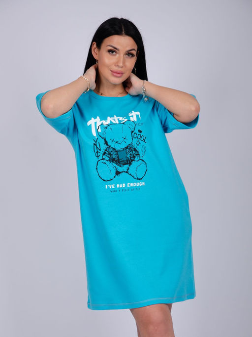 Сорочка "Беверли" бирюза, интерлок пенье