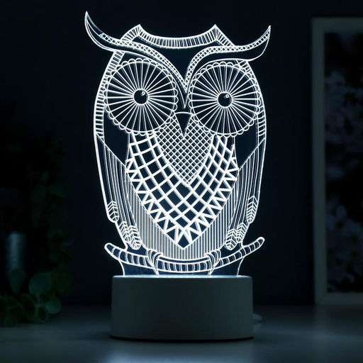 Светильник «Большой филин» LED белый от сети 9.5×13×22 см RISALUX