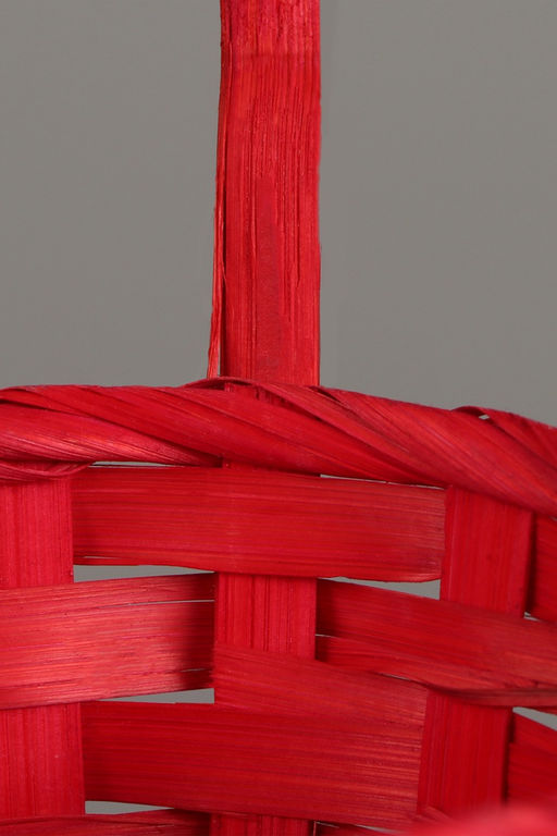 Корзина плетёная, 13×13×9.5 см, ручка h=21 см, бамбук, красная