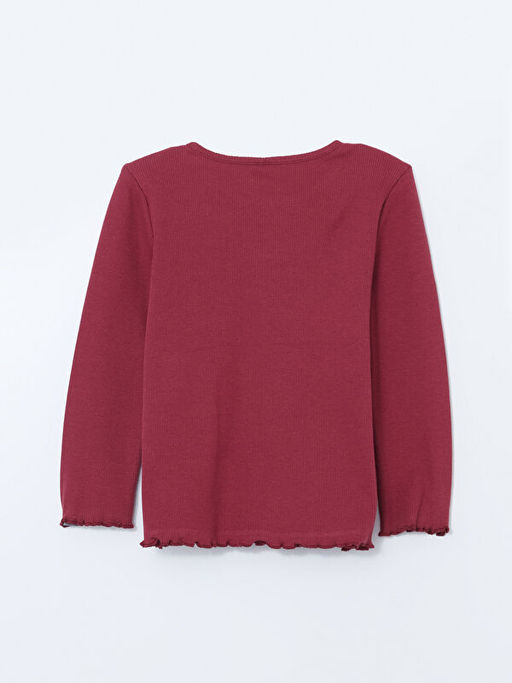 Bisiklet Yaka Uzun Kollu Bask?l? K?z ?ocuk Ti??rt