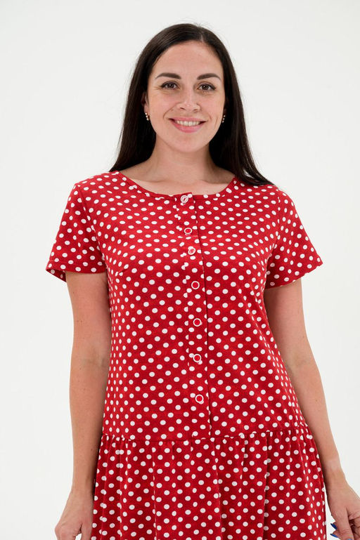 Платье женское из кулирки Кармелита горошек красный - Амадэль фото 9